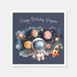 Outerspace Planets Blue Napkin