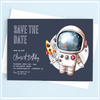 Outerspace Save the Date Blue 1st Birthday