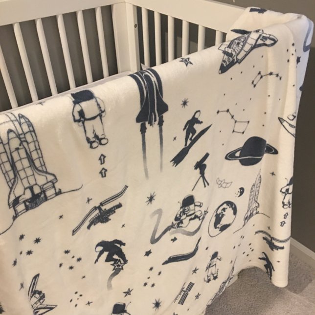 Outerspace Solar System Astronaut Spaceship Fleece Blanket (Creator Uploaded)