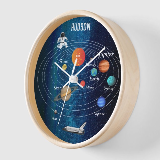 Outerspace Solar System Astronaut Spaceship Pluto Clock (Angle)