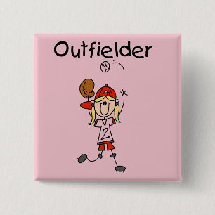 Outfielder-Girl Baseball Tshirts and Gifts 2 Inch Square Button
