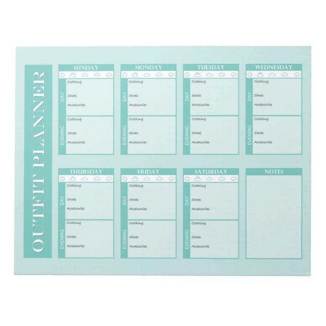 Outfit Planner Tear-Away Notepad (Front)