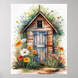 Outhouse Watercolor 4 Poster