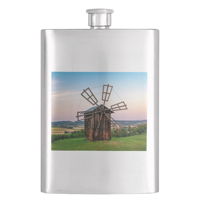 Outhouse Windmill Hip Flask (Front)