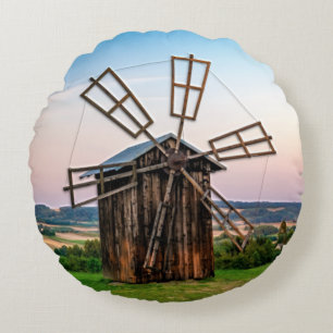 Outhouse Windmill Round Pillow