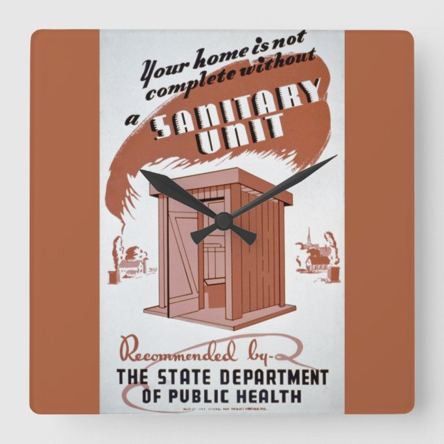 Outhouse WPA Poster Square Wall Clock (Front)