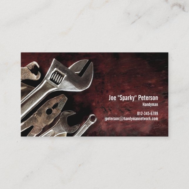Outils assortis Maroon Handyman Carte de visite (Devant)