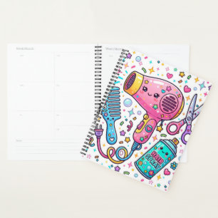Outils de coiffeur dans un style d'art Kawaii mign