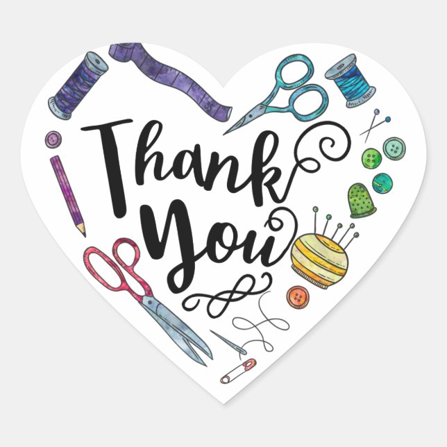 Outils de couture Stickers Merci cardiaque (Devant)