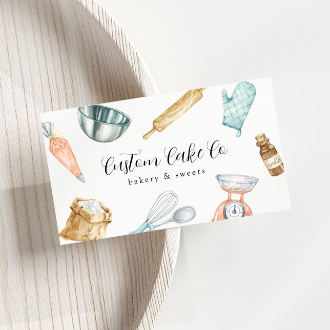Outils de cuisson à l'aquarelle Carte de visite (Créateur téléchargé)
