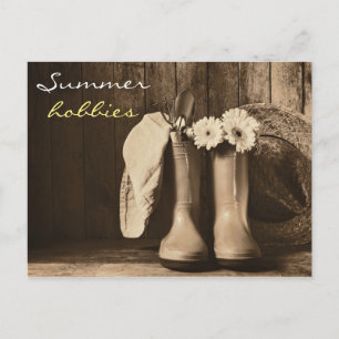 Outils de jardinage d'été vintages cartes postales