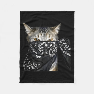 Outlaw Cat Funny Gangster Cat With Bandana  Fleece Blanket