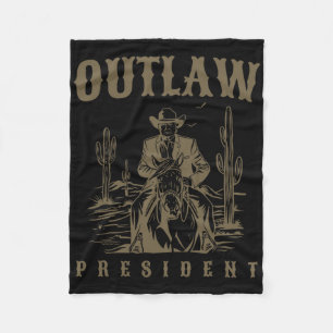 Outlaw President Trump Cowboy Trump Convicted Felo Fleece Blanket