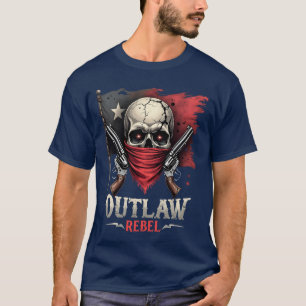 Outlaw Rebel Skull Bandana Guns Cowboy Biker Shirt