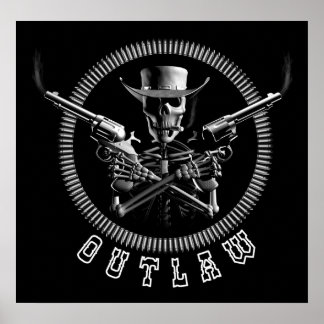 Outlaw Skeleton Cowboy Posters