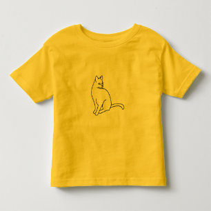 Outline art, drawing of cat sitting colouring shir toddler t-shirt