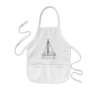 Outline art drawing, sailboat colouring aprons