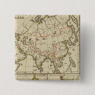 Outline Asia, S America, etc 2 Inch Square Button
