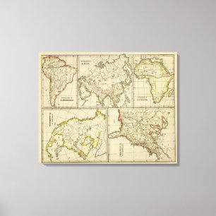 Outline Asia, S America, etc Canvas Print