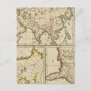 Outline Asia, S America, etc Postcard