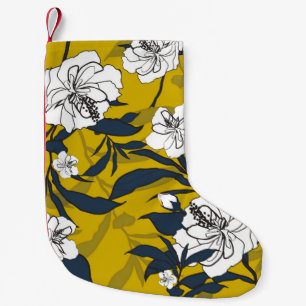 Outline blooming flower Vintage illustration. Seam Small Christmas Stocking