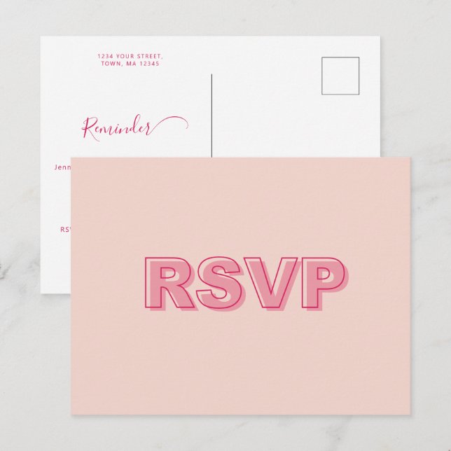 Outline bold reminder RSVP Invitation Postcard (Front/Back)