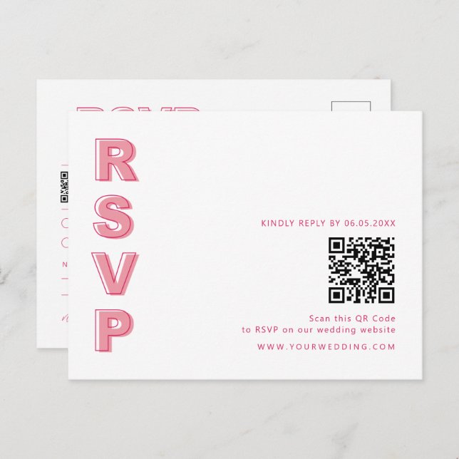 Outline Bold Type RSVP Barcode Enclosure Postcard (Front/Back)