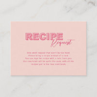 Outline Bold Type Text Bridal Recipe Request Card