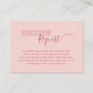 Outline Bold Type Text Bridal Recipe Request Card
