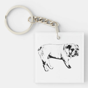 Outline Bulldog Keychain
