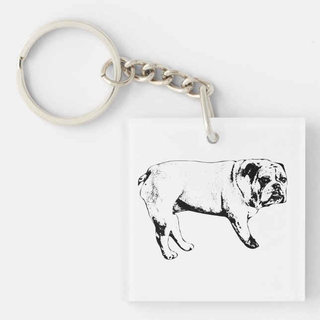 Outline Bulldog Keychain (Front)