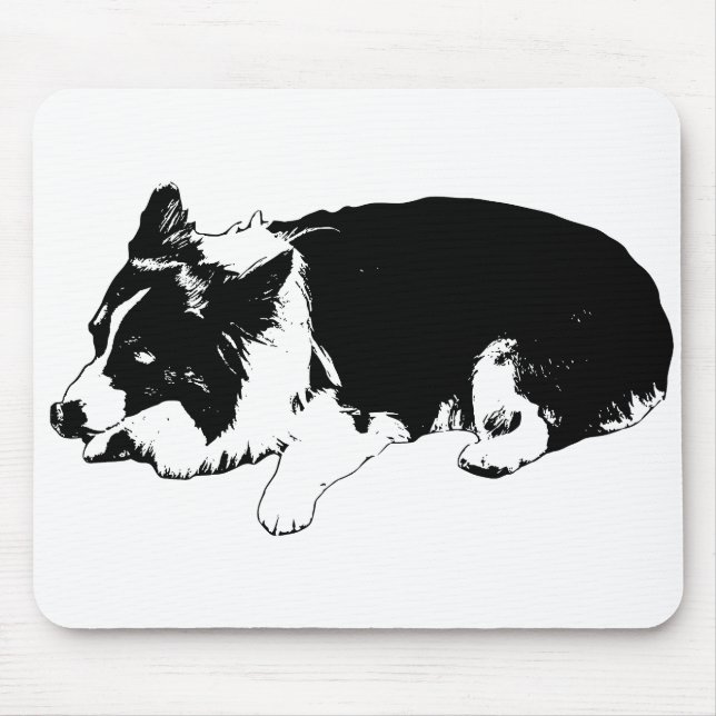 outline calm focus, corgi mouse pad (Front)