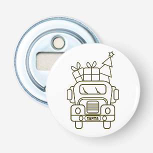 Outline Christmas truck Santa car front view Bottle Opener