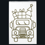 Outline Christmas truck Santa car front view Calendar<br><div class="desc">Outline Christmas truck front view with text</div>