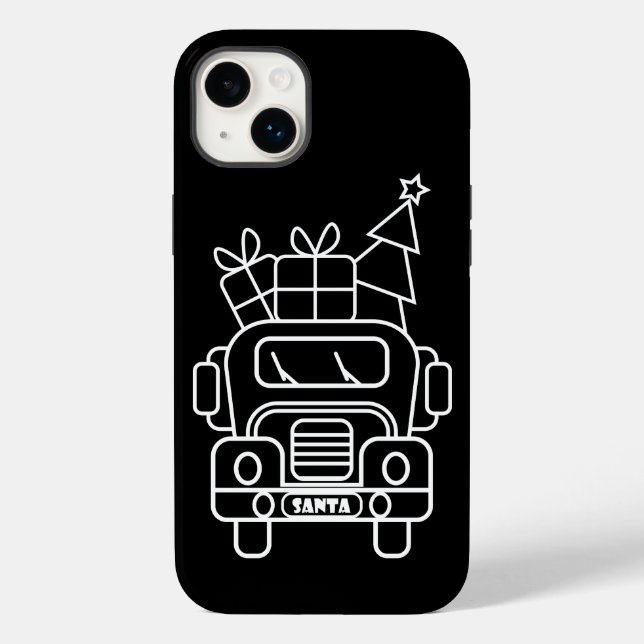 Outline Christmas truck Santa car front view Case-Mate iPhone Case (Back)