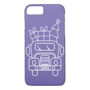 Outline Christmas truck Santa car front view Case-Mate iPhone Case