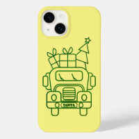 Outline Christmas truck Santa car front view