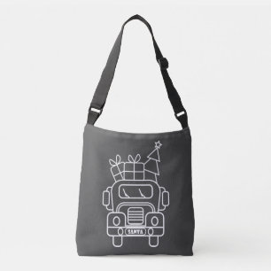 Outline Christmas truck Santa car front view Crossbody Bag