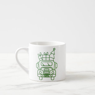 Outline Christmas truck Santa car front view Espresso Cup