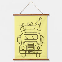 Outline Christmas truck Santa car front view