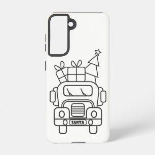 Outline Christmas truck Santa car front view Samsung Galaxy Case