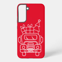 Outline Christmas truck Santa car front view