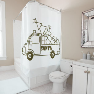 Outline Christmas truck Santa car side view