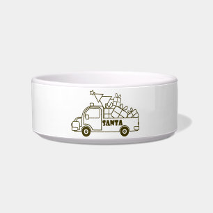 Outline Christmas truck Santa car side view Bowl