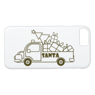 Outline Christmas truck Santa car side view Case-Mate iPhone Case
