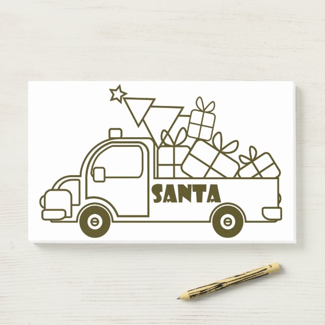Outline Christmas truck Santa car side view Post-it Notes (On Desk)