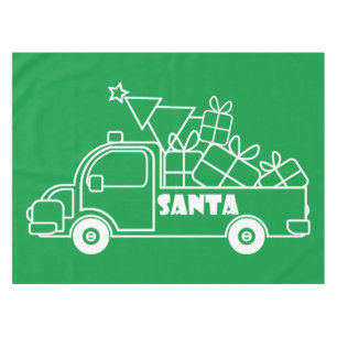 Outline Christmas truck Santa car side view Tablecloth