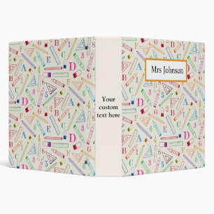 Outline Colourful School Supplies Custom Teacher Binder