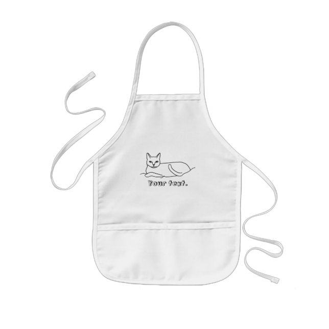 Outline drawing, cat laying, colouring aprons (Front)
