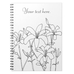 Outline Drawing Lily Flowers Custom Notebooks